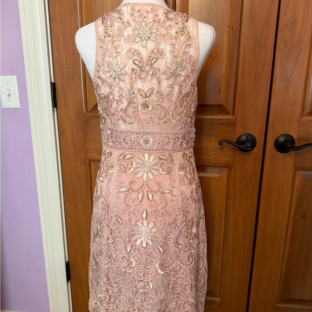 Sue Wong Pink Floral Embroidered Midi Dress - Picture 2 of 9